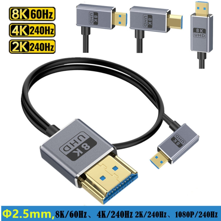 60cm Coaxial Micro HDMI to HDMI 8K UHD 48Gbps Video Connection Cable, Style:Straight Head - Cable by PMC Jewellery | Online Shopping South Africa | PMC Jewellery | Buy Now Pay Later Mobicred