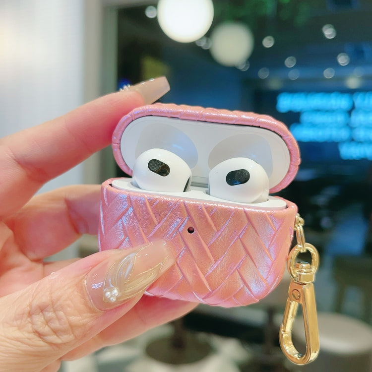 For AirPods Pro Colorful Weaving Texture Earbuds Box PC Case with Hook(Purple) - For AirPods Pro by PMC Jewellery | Online Shopping South Africa | PMC Jewellery | Buy Now Pay Later Mobicred