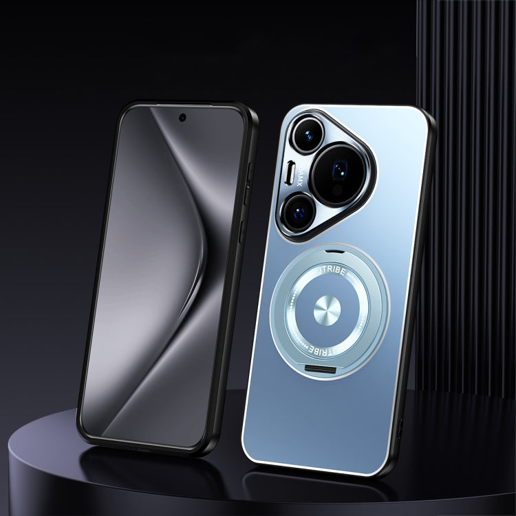 For Huawei Pura 70 Pro Rotating Holder Frosted Metal Phone Case(Blue) - Huawei Cases by PMC Jewellery | Online Shopping South Africa | PMC Jewellery | Buy Now Pay Later Mobicred