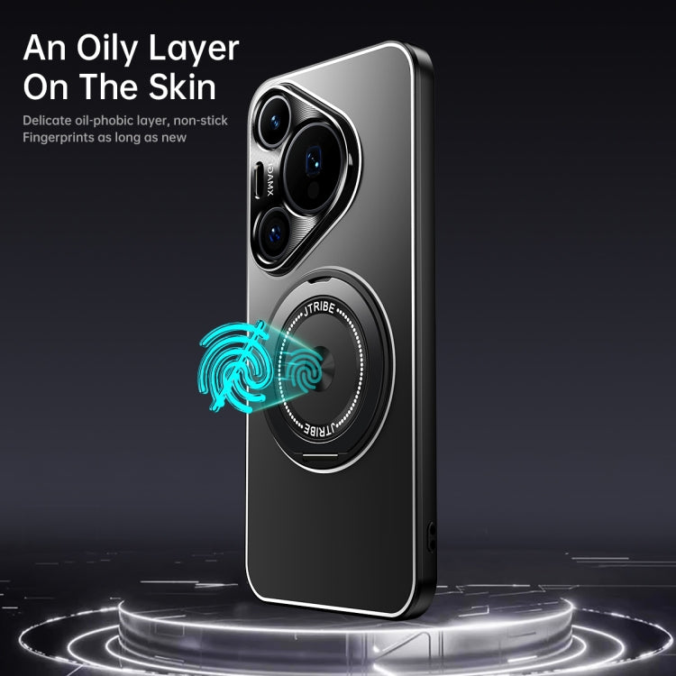 For Huawei Pura 70 Pro Rotating Holder Frosted Metal Phone Case(Titanium) - Huawei Cases by PMC Jewellery | Online Shopping South Africa | PMC Jewellery | Buy Now Pay Later Mobicred