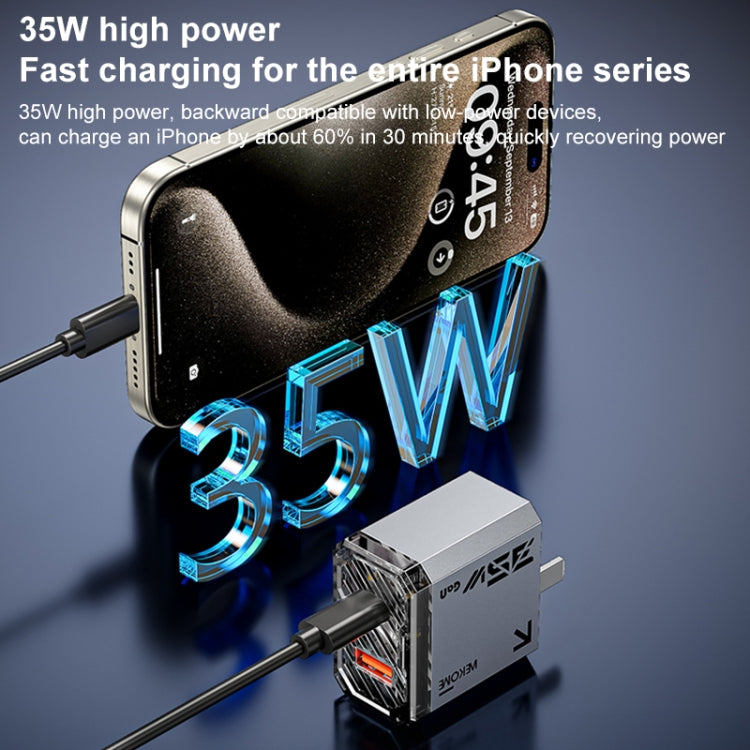 WK WP-U23 Pioneer Series 35W USB-C / Type-C, USB GaN Fast Charger, Plug Type:EU Plug(Tarnish) - free shipping - PMC TechLife - Order now!
