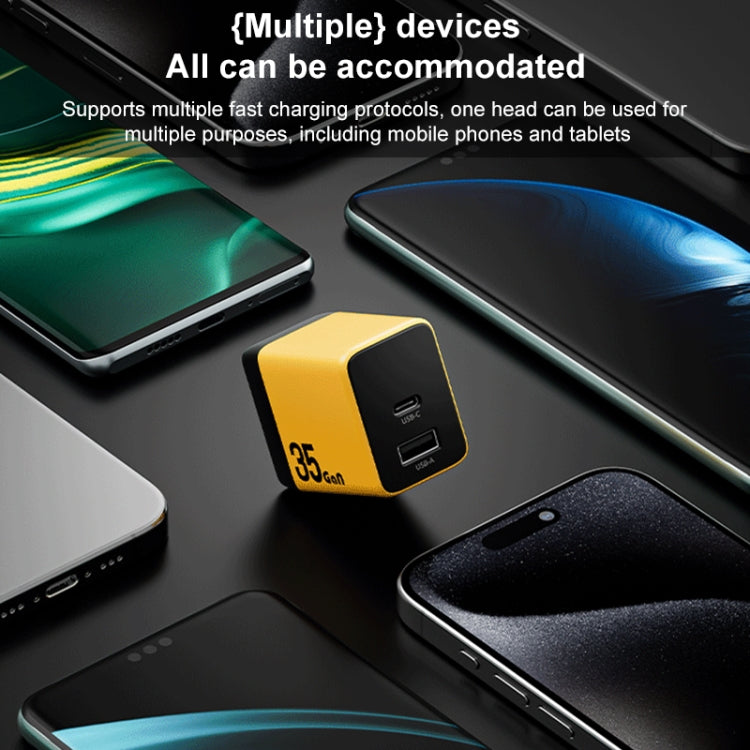 WK WP-U36 35W USB-C / Type-C, USB GaN Fast Charger, Plug Type:UK Plug(Yellow) - USB Charger by WK | Online Shopping South Africa | PMC TechLife | Buy Now Pay Later Mobicred