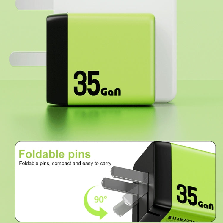 WK WP-U36 35W USB-C / Type-C, USB GaN Fast Charger, Plug Type:UK Plug(Green) - USB Charger by WK | Online Shopping South Africa | PMC TechLife | Buy Now Pay Later Mobicred