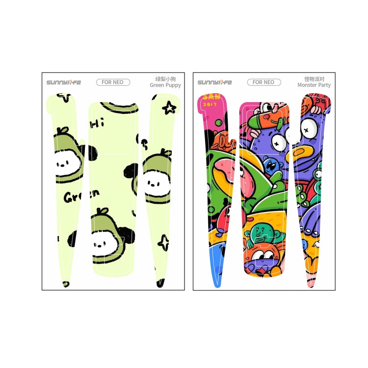 For DJI Neo 2pcs Combo Drone Body Protective Stickers(Green Puppy + Monster Party) - free shipping - PMC TechLife - Order now!