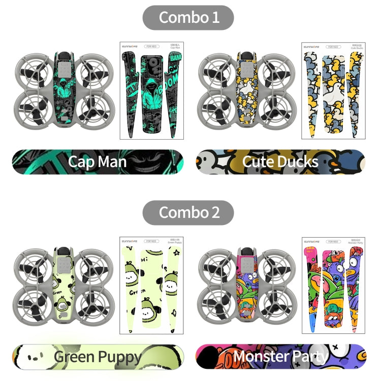 For DJI Neo 2pcs Combo Drone Body Protective Stickers(Green Puppy + Monster Party) - free shipping - PMC TechLife - Order now!