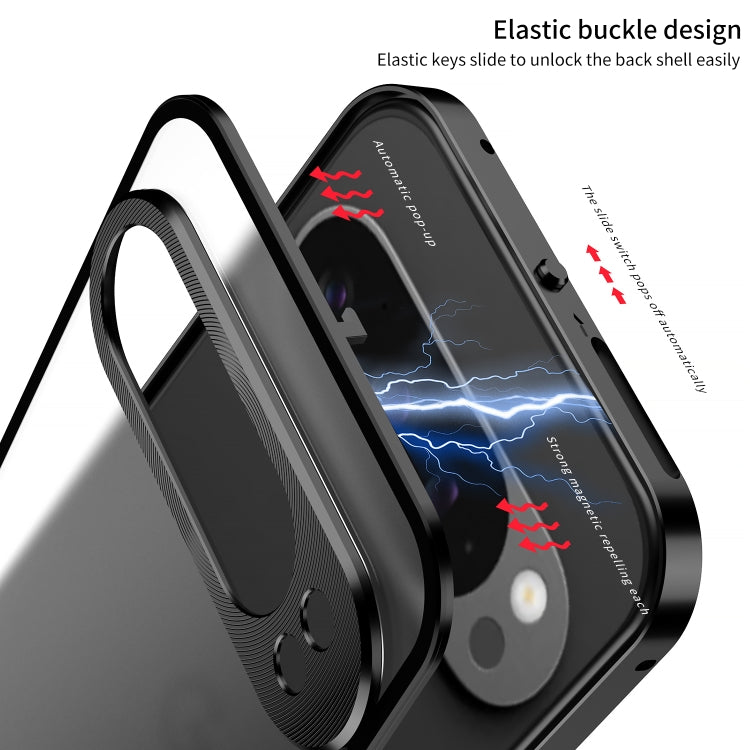 For Google Pixel 9 Pro XL Snap Buckle Metal Frame Frosted Phone Case(Black) - Google Cases by PMC TechLife | Online Shopping South Africa | PMC TechLife | Buy Now Pay Later Mobicred