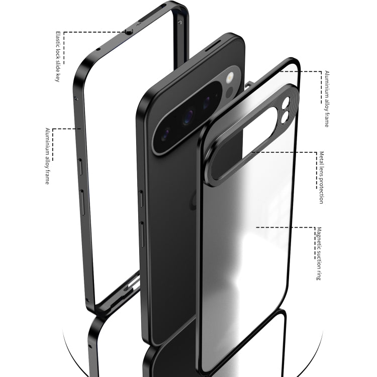 For Google Pixel 9 Pro XL Snap Buckle Metal Frame Frosted Phone Case(Pink) - Google Cases by PMC TechLife | Online Shopping South Africa | PMC TechLife | Buy Now Pay Later Mobicred