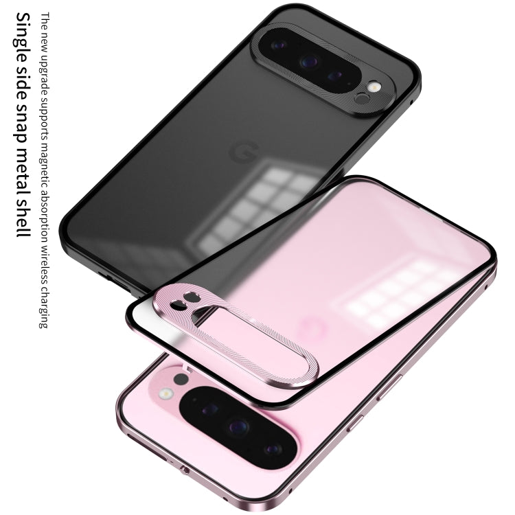For Google Pixel 9 Pro XL Snap Buckle Metal Frame Frosted Phone Case(Pink) - Google Cases by PMC TechLife | Online Shopping South Africa | PMC TechLife | Buy Now Pay Later Mobicred