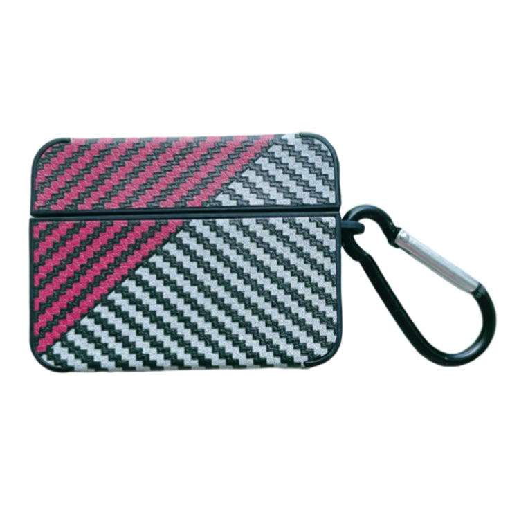 For AirPods Pro 2 Carbon Fibre Texture PU Earbuds Box PC Case with Hook(Red) - For AirPods Pro 2 by PMC Jewellery | Online Shopping South Africa | PMC Jewellery | Buy Now Pay Later Mobicred