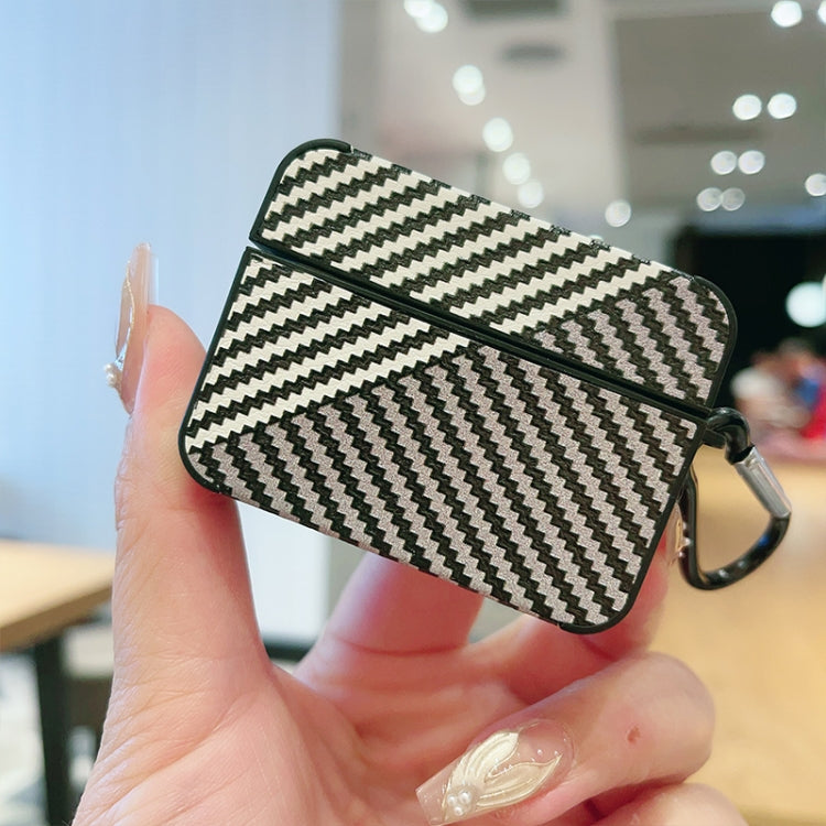 For AirPods Pro 2 Carbon Fibre Texture PU Earbuds Box PC Case with Hook(Sky Blue) - For AirPods Pro 2 by PMC Jewellery | Online Shopping South Africa | PMC Jewellery | Buy Now Pay Later Mobicred