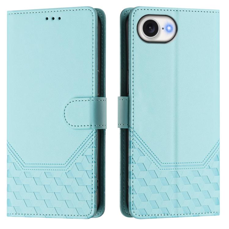 For iPhone 16e Honeycomb Embossing RFID Leather Phone Case(Mint Green) - iPhone 16e Cases by PMC TechLife | Online Shopping South Africa | PMC TechLife | Buy Now Pay Later Mobicred