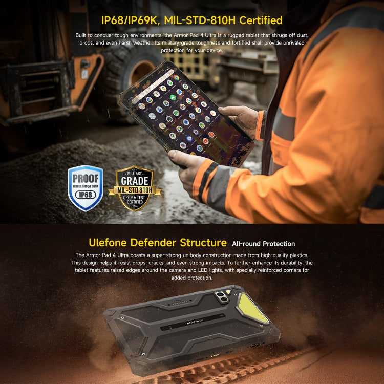 Ulefone Armor Pad 4 Ultra Thermal Version Rugged Tablet, 8GB+256GB, 10.36 inch Android 14 MediaTek Dimensity 6300 Octa Core 5G Network, EU Plug(Black) - free shipping - PMC Jewellery - Order now!