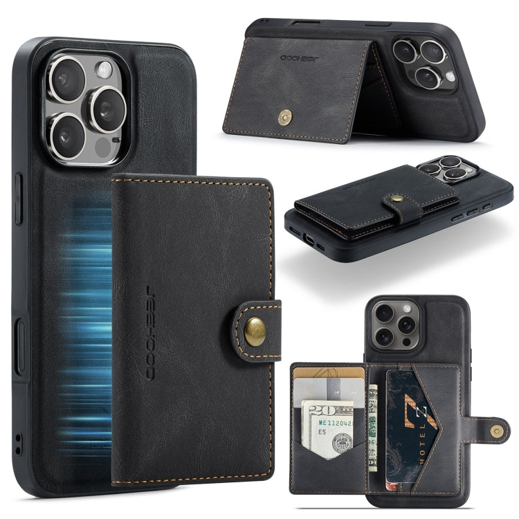 For iPhone 16 Pro Max JEEHOOD J01 Retro Magnetic Detachable Wallet Phone Case(Black) - free shipping - PMC Jewellery - Order now!