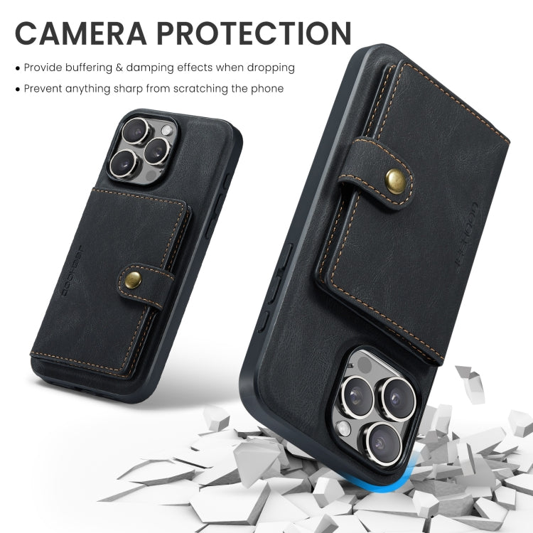 For iPhone 16 Pro JEEHOOD J01 Retro Magnetic Detachable Wallet Phone Case(Black) - free shipping - PMC Jewellery - Order now!