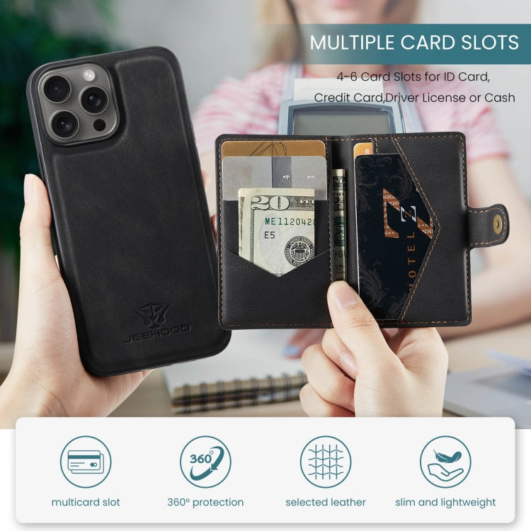 For iPhone 16 Pro JEEHOOD J01 Retro Magnetic Detachable Wallet Phone Case(Black) - free shipping - PMC Jewellery - Order now!