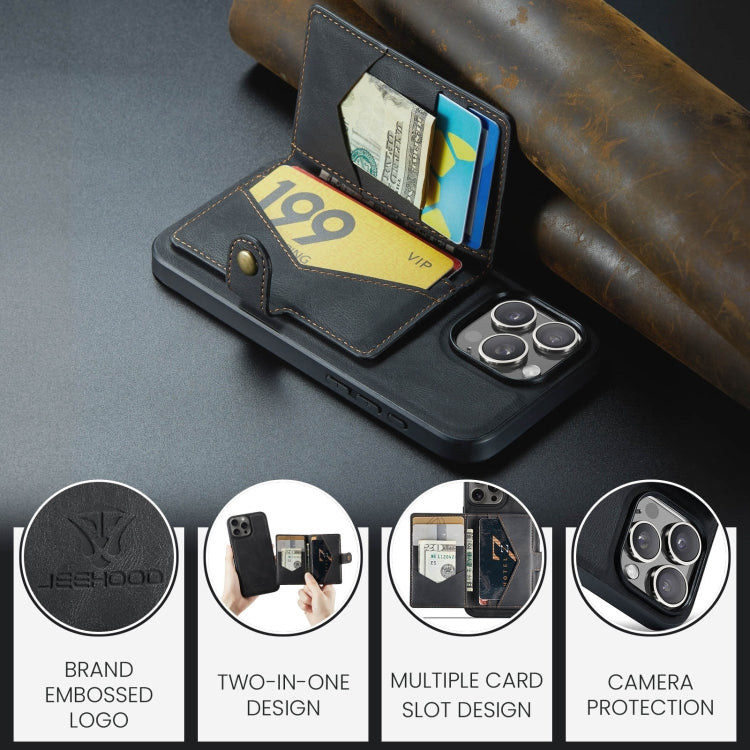 For iPhone 16 Pro JEEHOOD J01 Retro Magnetic Detachable Wallet Phone Case(Black) - free shipping - PMC Jewellery - Order now!