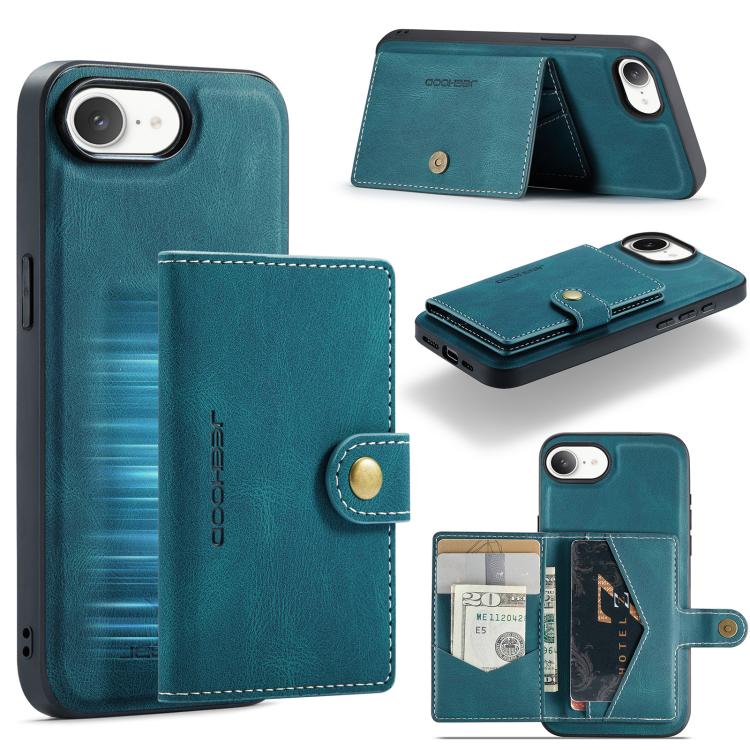 For iPhone 16e JEEHOOD J01 Retro Magnetic Detachable Wallet Phone Case(Blue) - free shipping - PMc TechLife - Order now!