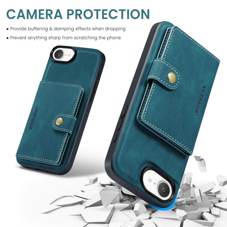 For iPhone 16e JEEHOOD J01 Retro Magnetic Detachable Wallet Phone Case(Blue) - free shipping - PMc TechLife - Order now!