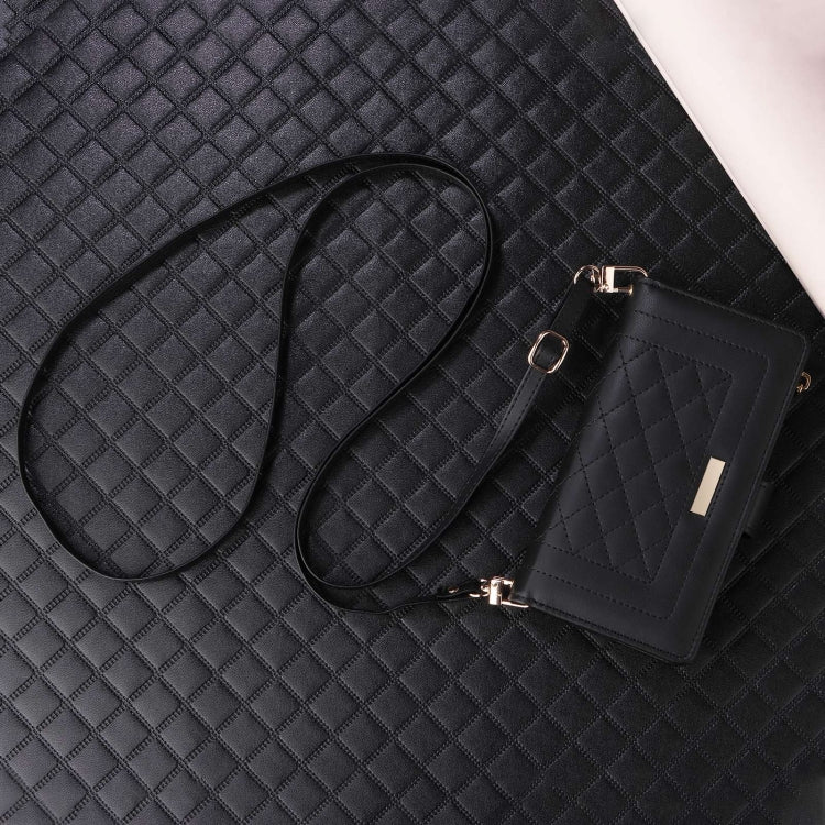 For Google Pixel 9 Pro XL Crossbody Zipper Wallet Rhombus Leather Phone Case(Black) - Google Cases by PMC TechLife | Online Shopping South Africa | PMC TechLife | Buy Now Pay Later Mobicred