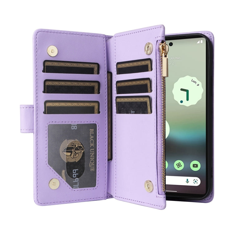 For Google Pixel 6a Crossbody Zipper Wallet Rhombus Leather Phone Case(Purple) - Google Cases by PMC TechLife | Online Shopping South Africa | PMC TechLife | Buy Now Pay Later Mobicred