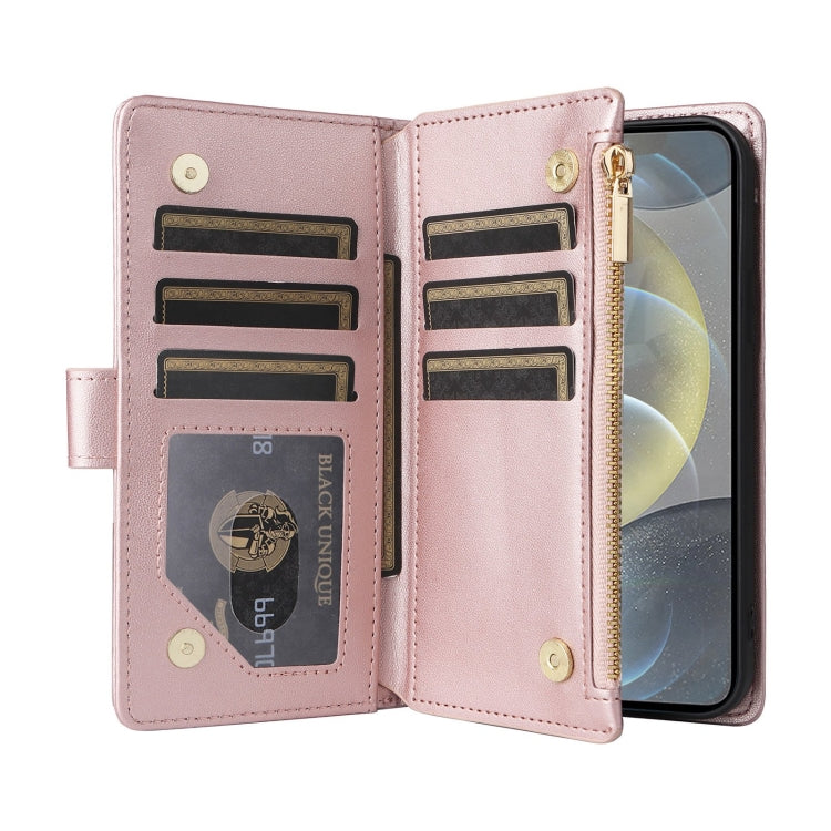 For Samsung Galaxy S24 5G Crossbody Zipper Wallet Rhombus Leather Phone Case(Rose Gold) - Galaxy S24 5G Cases by PMC Jewellery | Online Shopping South Africa | PMC Jewellery | Buy Now Pay Later Mobicred