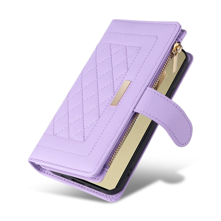 For Samsung Galaxy S24 Ultra 5G Crossbody Zipper Wallet Rhombus Leather Phone Case(Purple) -  by PMC Jewellery | Online Shopping South Africa | PMC Jewellery | Buy Now Pay Later Mobicred