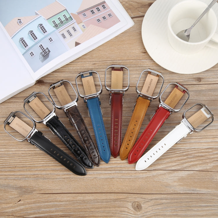 For Redmi Watch 4 Metal Silver Frame Genuine Leather Watch Band(White) - free shipping - PMc TechLife - Order now!