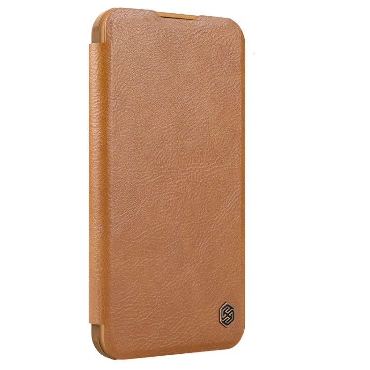 For iPhone 16 NILLKIN Qin Prop Series Flip Camera Cover Design Leather Phone Case(Brown) - free shipping - PMC Jewellery - Order now!