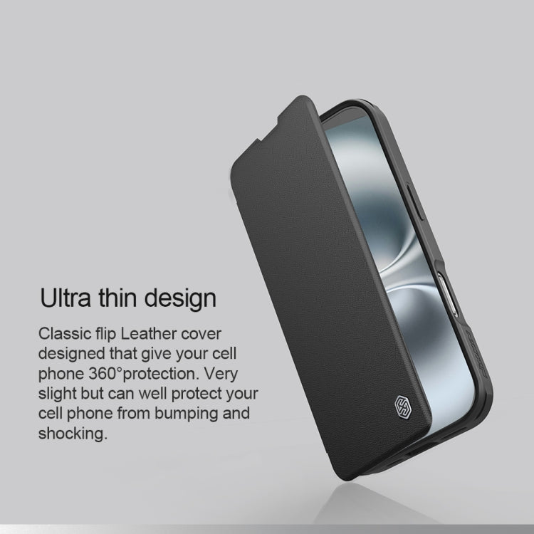 For iPhone 16 NILLKIN Qin Prop Series Flip Camera Cover Design Leather Phone Case(Brown) - free shipping - PMC Jewellery - Order now!