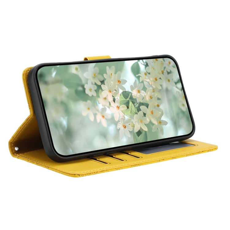 For Samsung Galaxy S25 5G Floral Embossed Pattern Leather Phone Case(Yellow) - Galaxy S25 5G Cases by PMC Jewellery | Online Shopping South Africa | PMC Jewellery | Buy Now Pay Later Mobicred