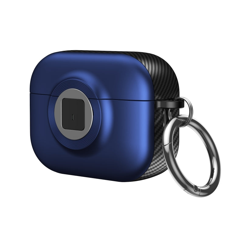For AirPods Pro 2 Camera Series PC + TPU Headset Shockproof Carbon Fibre Case(Blue) - For AirPods Pro 2 by PMC Jewellery | Online Shopping South Africa | PMC Jewellery | Buy Now Pay Later Mobicred