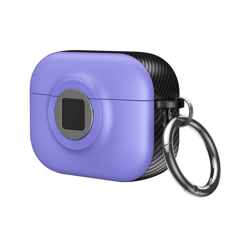 For AirPods 3 Camera Series PC + TPU Headset Shockproof Carbon Fibre Case(Purple) - For AirPods 3 by PMC Jewellery | Online Shopping South Africa | PMC Jewellery | Buy Now Pay Later Mobicred