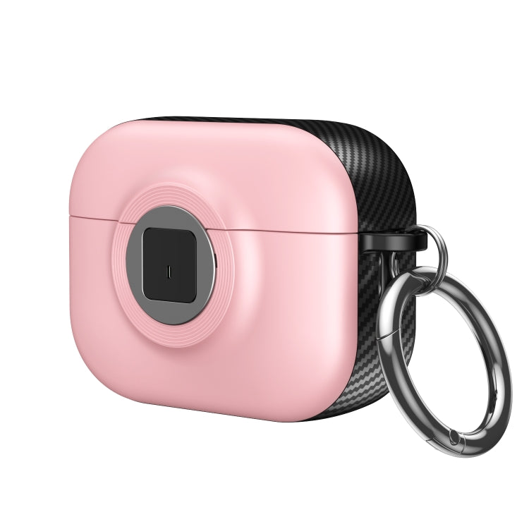 For AirPods Pro Camera Series PC + TPU Headset Shockproof Carbon Fibre Case(Pink) - For AirPods Pro by PMC Jewellery | Online Shopping South Africa | PMC Jewellery | Buy Now Pay Later Mobicred