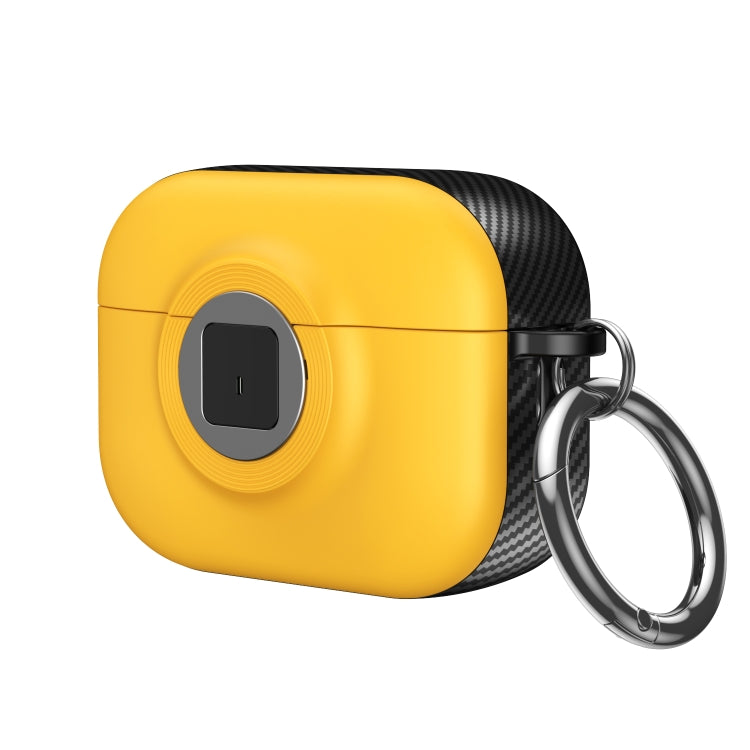 For AirPods Pro Camera Series PC + TPU Headset Shockproof Carbon Fibre Case(Yellow) - For AirPods Pro by PMC Jewellery | Online Shopping South Africa | PMC Jewellery | Buy Now Pay Later Mobicred