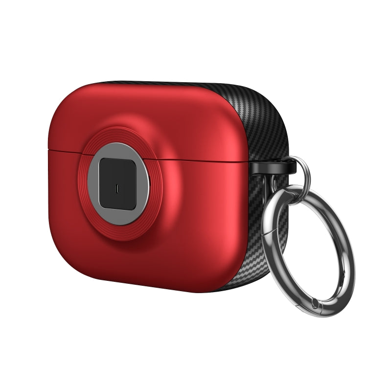 For AirPods Pro Camera Series PC + TPU Headset Shockproof Carbon Fibre Case(Red) - For AirPods Pro by PMC Jewellery | Online Shopping South Africa | PMC Jewellery | Buy Now Pay Later Mobicred