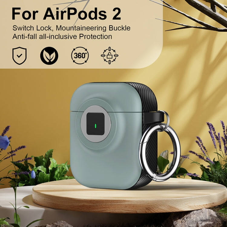 For AirPods 1 / 2 Camera Series PC + TPU Headset Shockproof Carbon Fibre Case(Light Green) - For AirPods 1/2 by PMC Jewellery | Online Shopping South Africa | PMC Jewellery | Buy Now Pay Later Mobicred