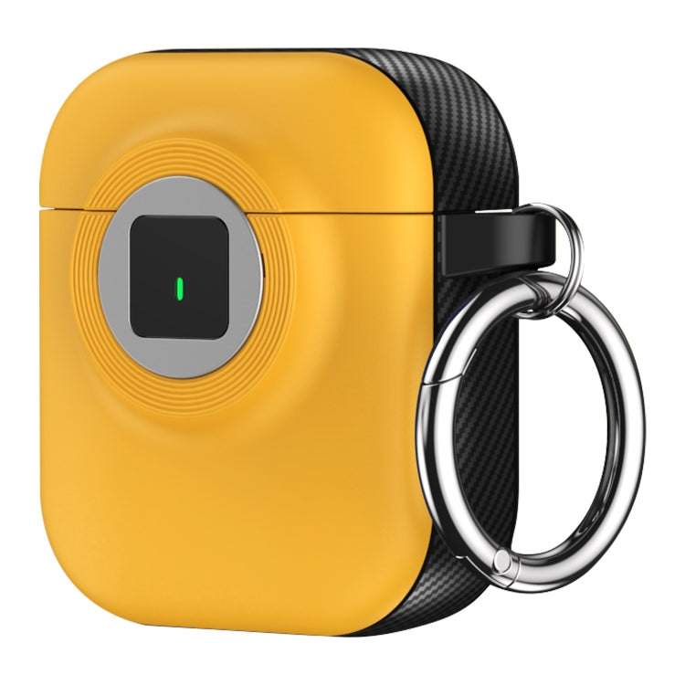 For AirPods 1 / 2 Camera Series PC + TPU Headset Shockproof Carbon Fibre Case(Yellow) - For AirPods 1/2 by PMC Jewellery | Online Shopping South Africa | PMC Jewellery | Buy Now Pay Later Mobicred