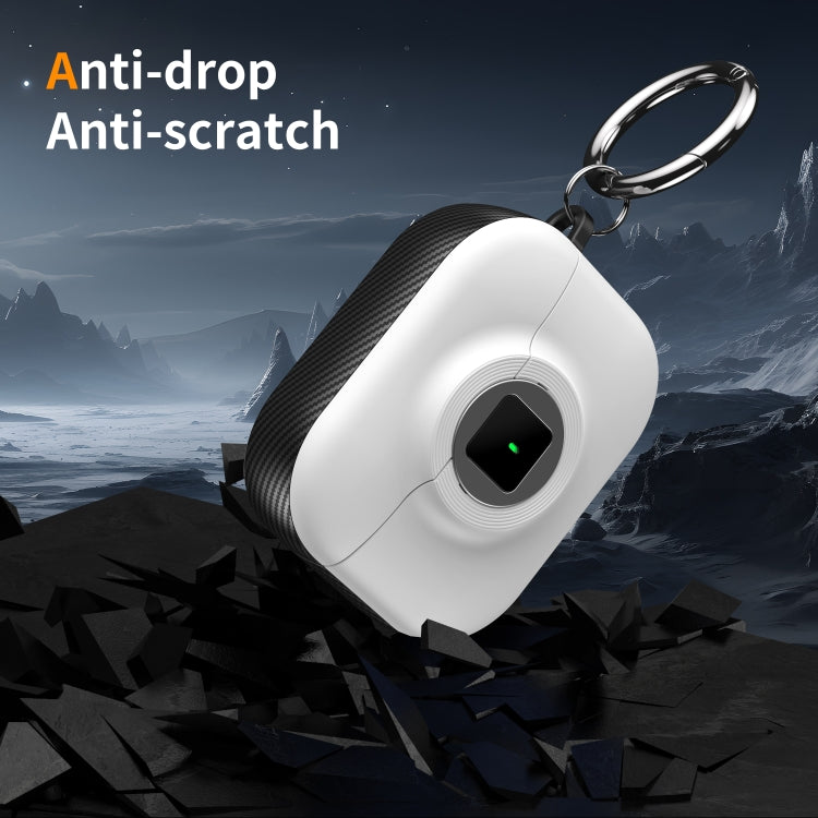 For AirPods Pro 2 Camera Series PC + TPU Headset Shockproof Carbon Fibre Case(White) - For AirPods Pro 2 by PMC Jewellery | Online Shopping South Africa | PMC Jewellery | Buy Now Pay Later Mobicred