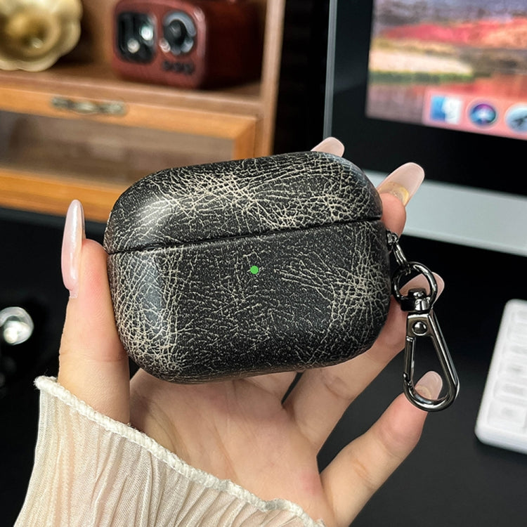 For AirPods 3 Retro Oil Leather Bluetooth Earphones Protective Case(Black) - For AirPods 3 by PMC Jewellery | Online Shopping South Africa | PMC Jewellery | Buy Now Pay Later Mobicred