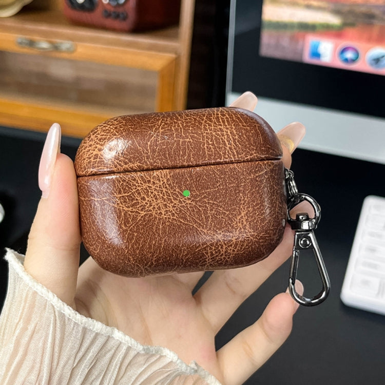 For AirPods Pro Retro Oil Leather Bluetooth Earphones Protective Case(Coffee) - For AirPods Pro by PMC Jewellery | Online Shopping South Africa | PMC Jewellery | Buy Now Pay Later Mobicred