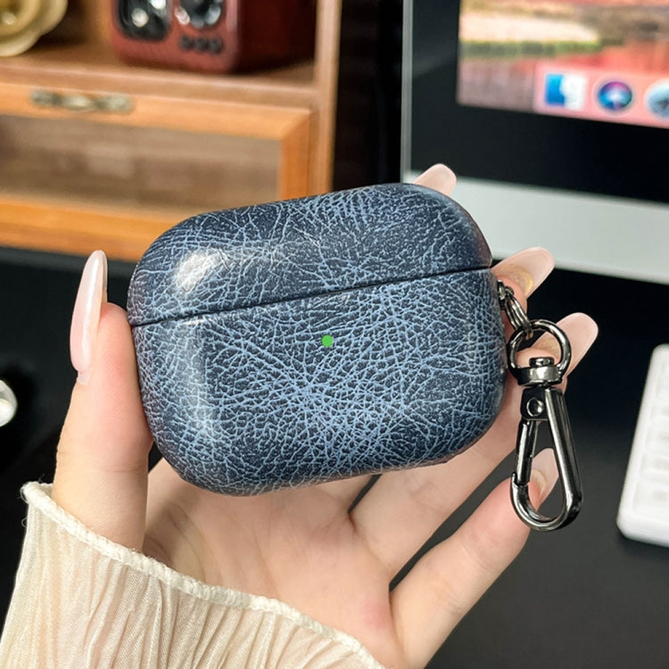 For AirPods Pro Retro Oil Leather Bluetooth Earphones Protective Case(Blue) - For AirPods Pro by PMC Jewellery | Online Shopping South Africa | PMC Jewellery | Buy Now Pay Later Mobicred