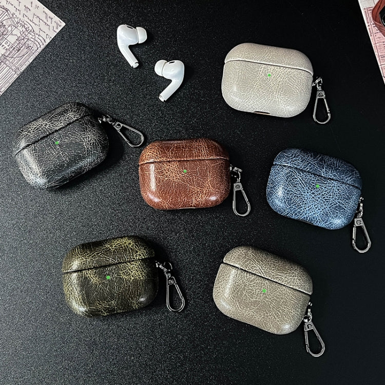 For AirPods 3 Retro Oil Leather Bluetooth Earphones Protective Case(Apricot) - For AirPods 3 by PMC Jewellery | Online Shopping South Africa | PMC Jewellery | Buy Now Pay Later Mobicred