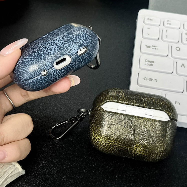 For AirPods 3 Retro Oil Leather Bluetooth Earphones Protective Case(Army Green) - For AirPods 3 by PMC Jewellery | Online Shopping South Africa | PMC Jewellery | Buy Now Pay Later Mobicred