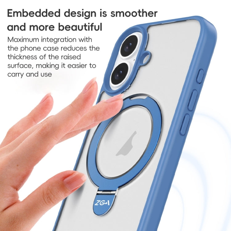 For iPhone 16 Pro ZGA Magsafe Holder PC Hybrid TPU Phone Case(Grey) - free shipping - PMC Jewellery - Order now!