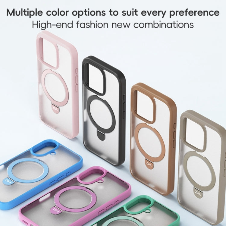 For iPhone 16 Pro Max ZGA Magsafe Holder PC Hybrid TPU Phone Case(Grey) - free shipping - PMC Jewellery - Order now!