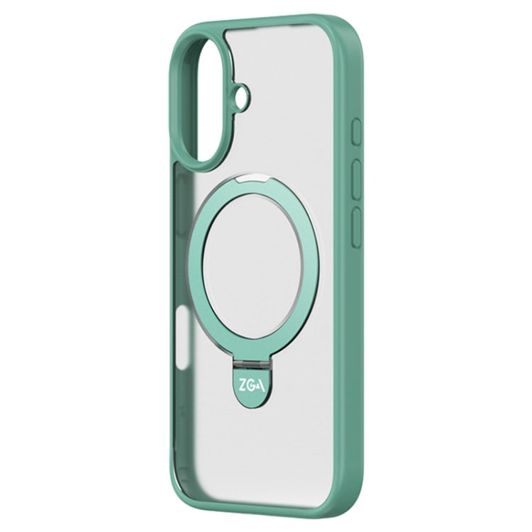 For iPhone 16 Plus ZGA Magsafe Holder PC Hybrid TPU Phone Case(Green) - free shipping - PMC Jewellery - Order now!