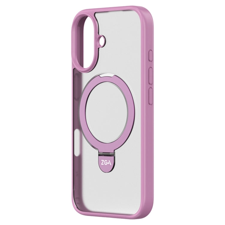 For iPhone 16 ZGA Magsafe Holder PC Hybrid TPU Phone Case(Pink) - free shipping - PMC Jewellery - Order now!