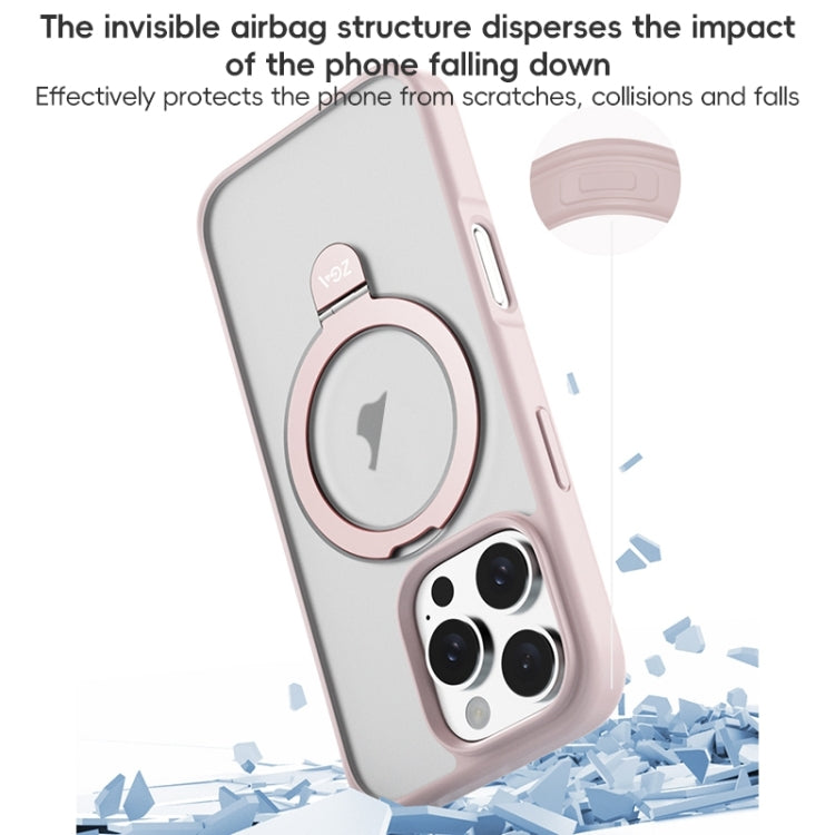 For iPhone 16 Plus ZGA Magsafe Holder PC Hybrid TPU Phone Case(Pink) - free shipping - PMC Jewellery - Order now!