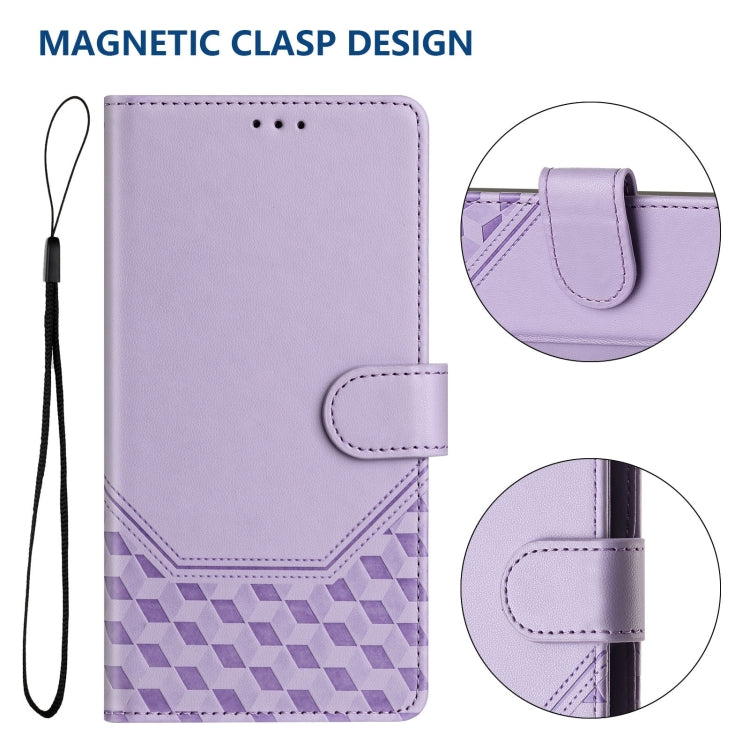For Huawei Pura 70 Honeycomb Embossing RFID Leather Phone Case(Light Purple) - free shipping - PMC Jewellery - Order now!