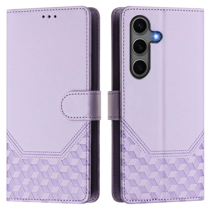 For Samsung Galaxy S25 5G Honeycomb Embossing RFID Leather Phone Case(Light Purple) - free shipping - PMC Jewellery - Order now!